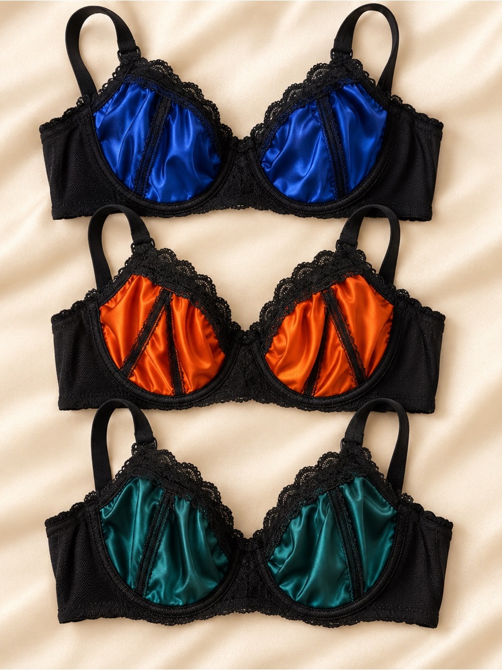 3PC Plus Size 4X Velvet Lace Bralette Set